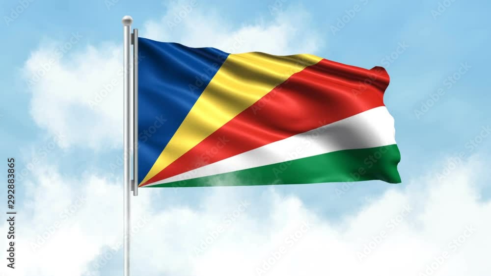 Seychelles Flag Waving with Clouds Sky Background - Seamless Loop 4K Seychelles Flag Waving with Clouds Sky Background - Seamless Loop 4K
