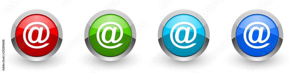 Email silver metallic glossy icons, red, set of modern design buttons for web, internet and mobile applications in four colors options isolated on white background Email silver metallic glossy icons, red, set of modern design buttons for web, internet and mobile applications in four colors options isolated on white background