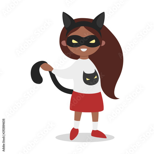 Cute little girl in a black cat costume