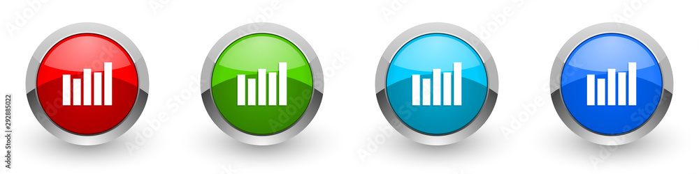 Graph silver metallic glossy icons, red, set of modern design buttons for web, internet and mobile applications in four colors options isolated on white background Graph silver metallic glossy icons, red, set of modern design buttons for web, internet and mobile applications in four colors options isolated on white background