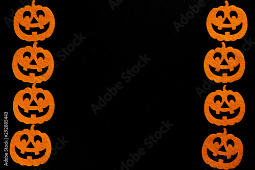 Halloween pattern. Pumpkin scary orange decoration isolated on b