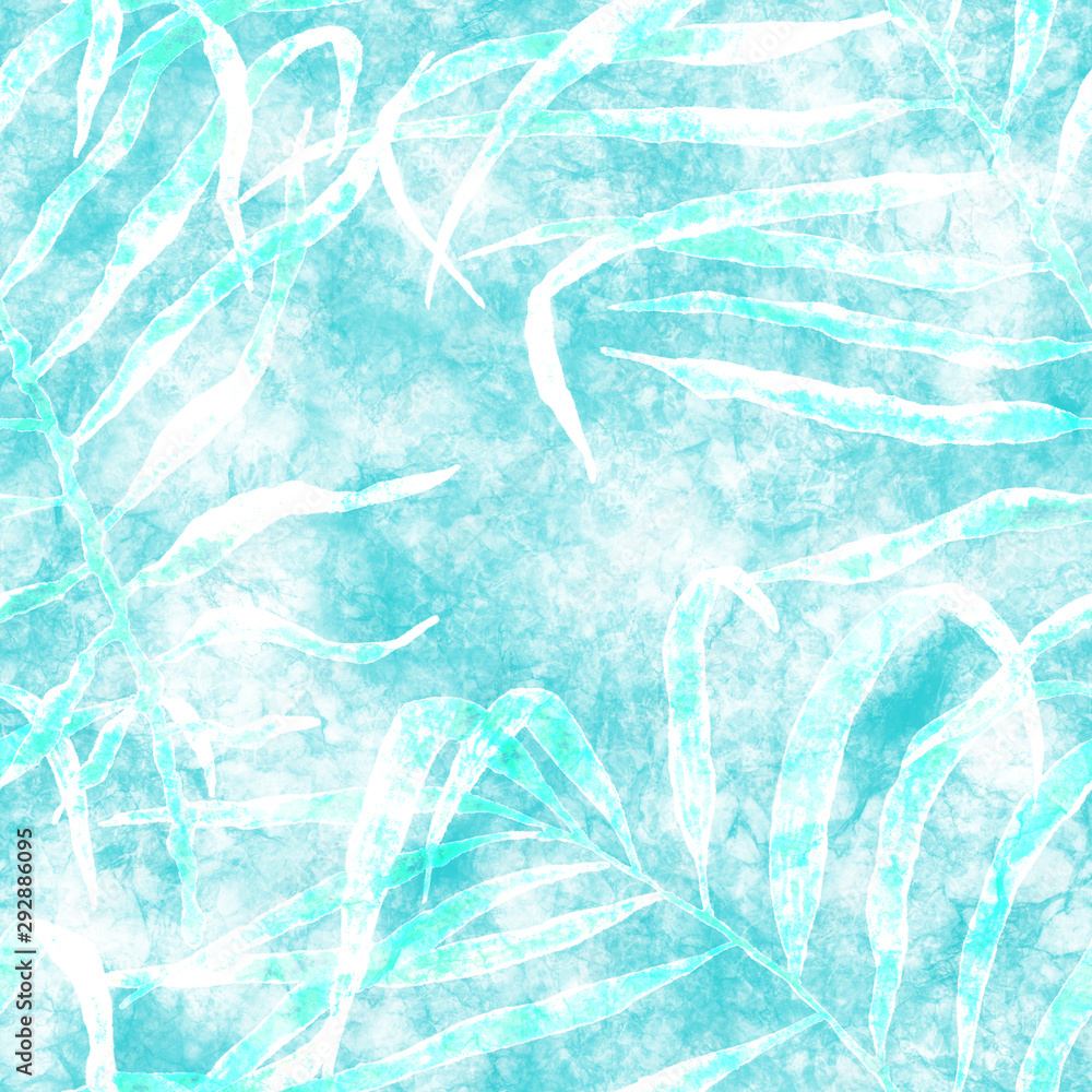Naklejka premium Tropical seamless pattern. Watercolor swaying palm