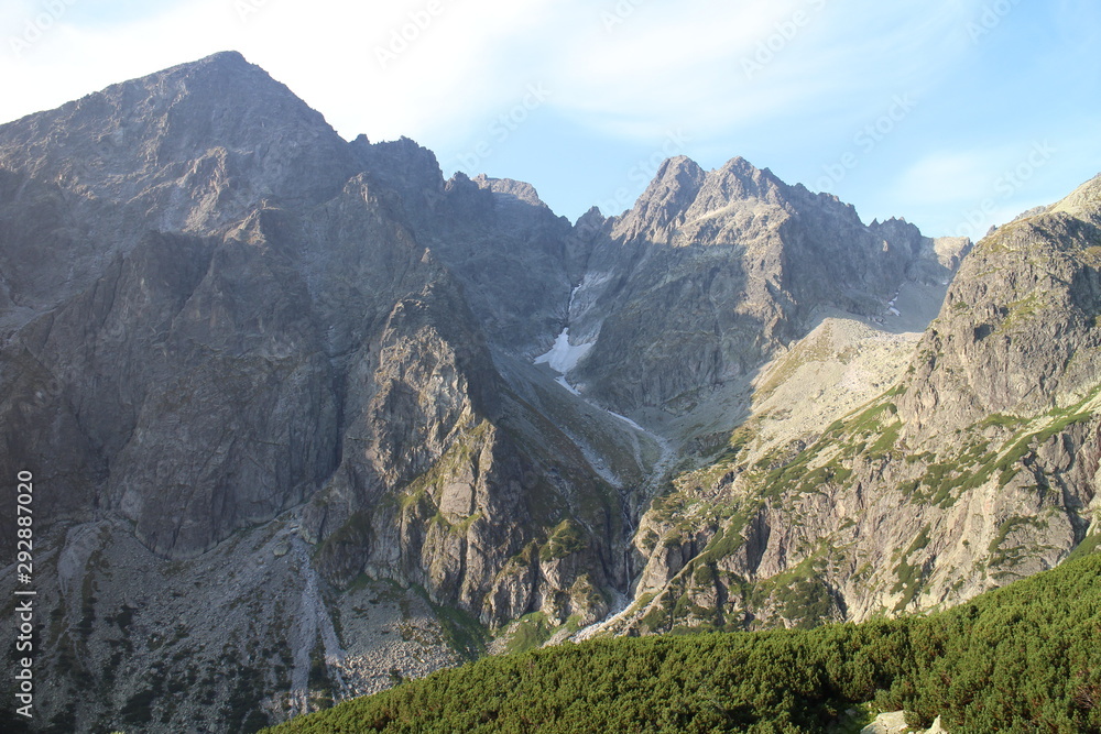 Ascent to Jahnaci stit peak in Zelene pleso valley in High Tatras, Slovakia