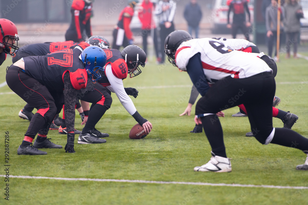 Obraz premium professional american football players ready to start