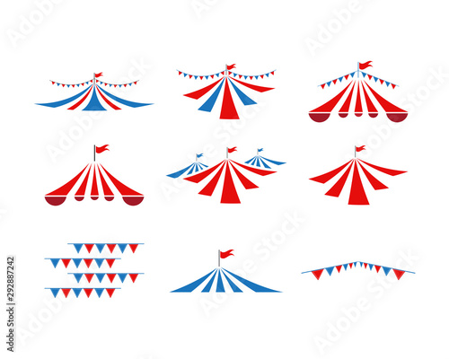 Circus tent collection set graphic design template vector