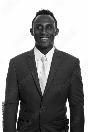 Studio shot of young African man in black and white