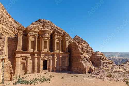 Ad Deir - Monastery in the ancient city of Petra. Petra is the main attraction of Jordan. Petra is included in the UNESCO heritage list.