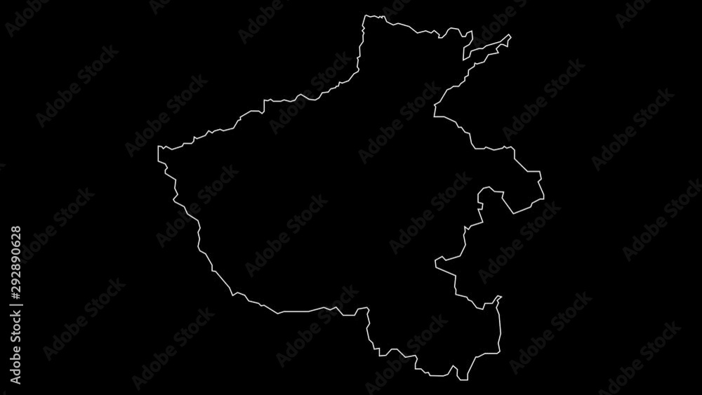 Henan China province map outline animation Henan China province map outline animation