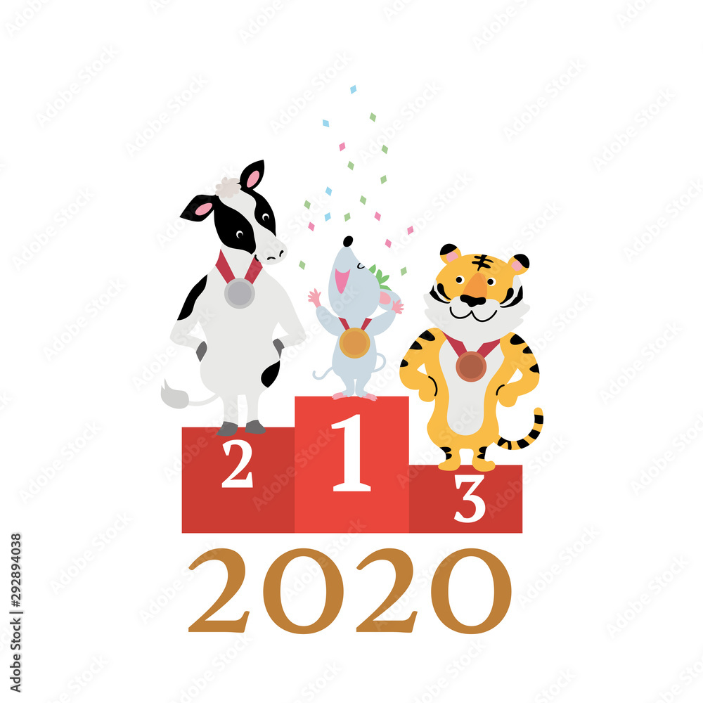 年賀状 2020 デザイン オリンピック 表彰式 ねずみ年 イラスト 年賀状 2020 デザイン オリンピック 表彰式 ねずみ年 イラスト