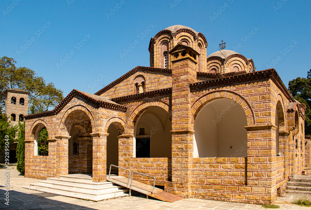 Beautiful church of St. Dionysos on a sunny summer day in Litchoro, Bulgaria