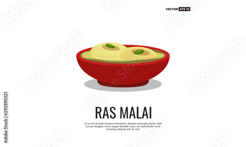 Ras Malai Indian Sweet Dessert Vector Illustration