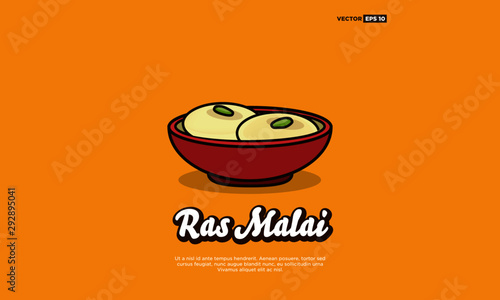 Ras Malai Indian Sweet Dessert Vector Illustration photo