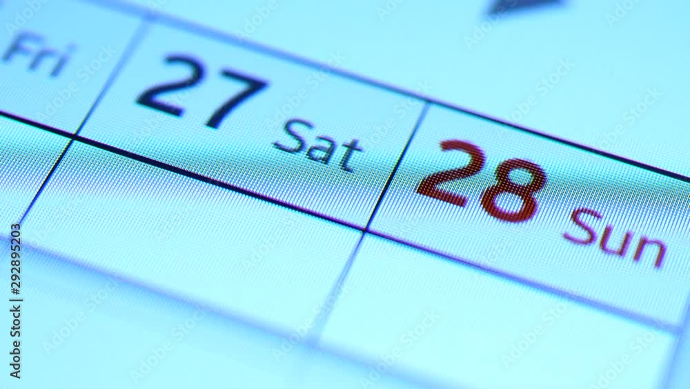 Close up of a Digital Calender on screen Close up of a Digital Calender on screen