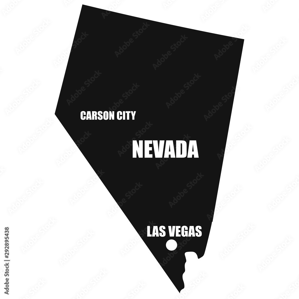 Nevada map in black on a white background