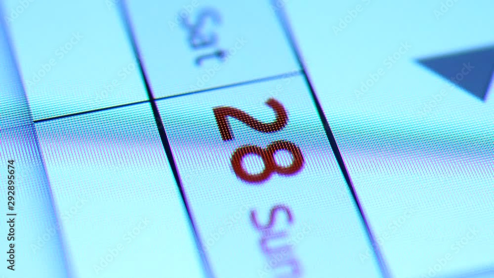 Close up of a Digital Calender on screen Close up of a Digital Calender on screen
