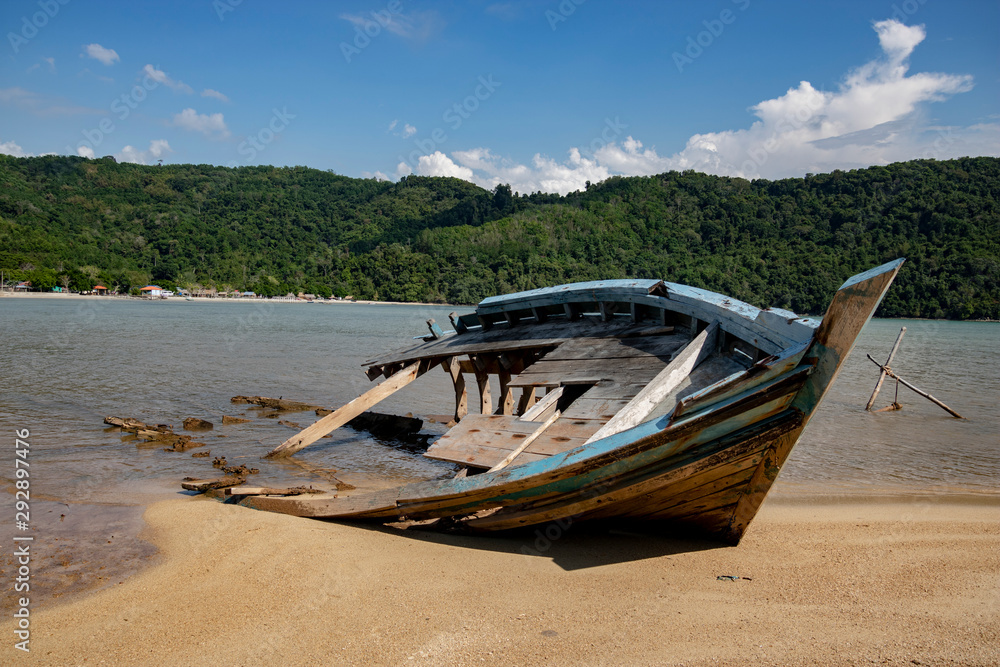 old boat on the beach