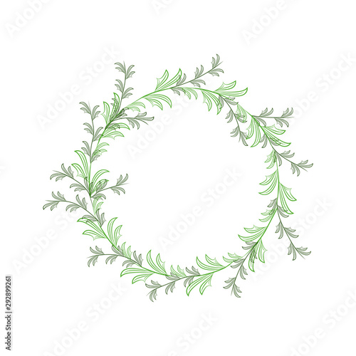 wreath of delicate green branches for design and backgrounds