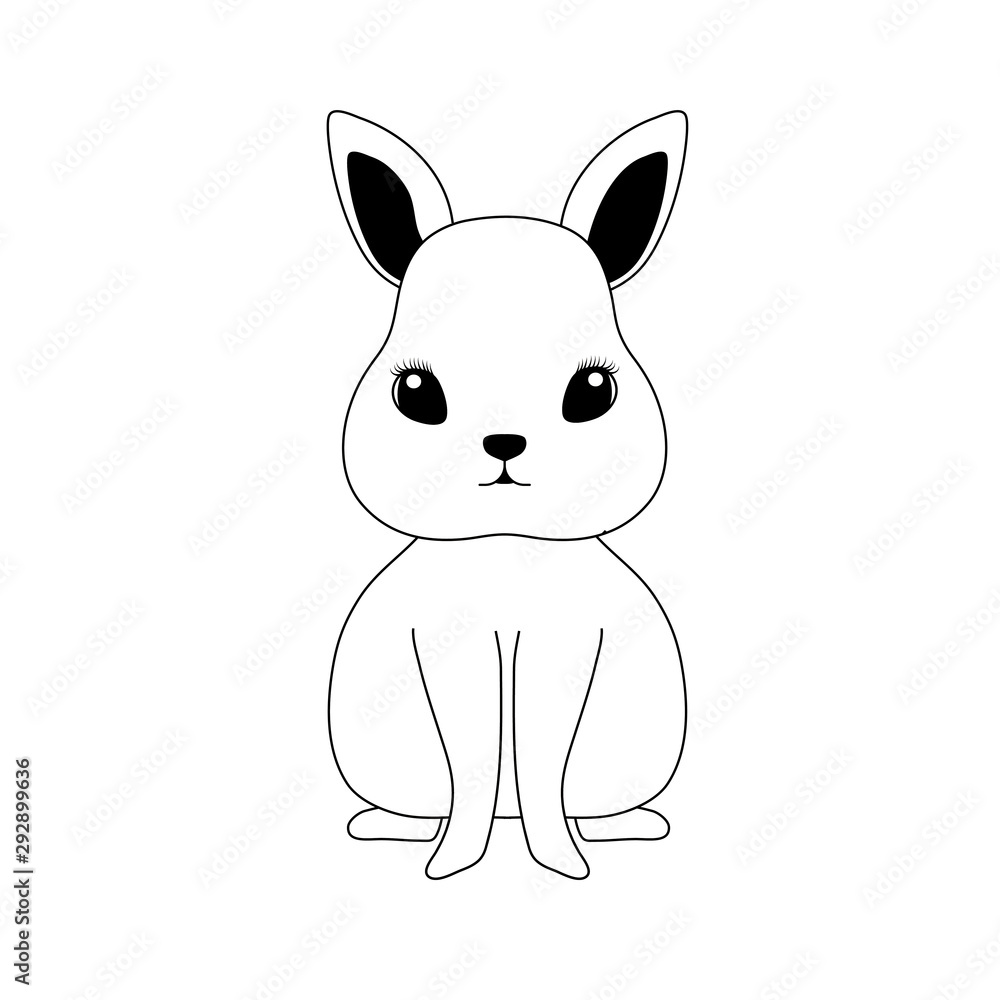 Obraz premium silhouette of adorable bunny with white background