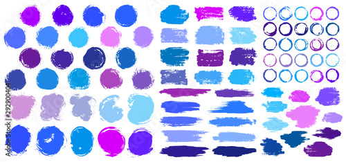 Dry paint stains brush stroke backgrounds set.