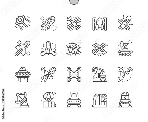 Spacecraft Well-crafted Pixel Perfect Vector Thin Line Icons 30 2x Grid for Web Graphics and Apps. Simple Minimal Pictogram