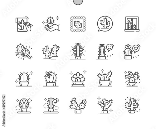 Cactus Well-crafted Pixel Perfect Vector Thin Line Icons 30 2x Grid for Web Graphics and Apps. Simple Minimal Pictogram