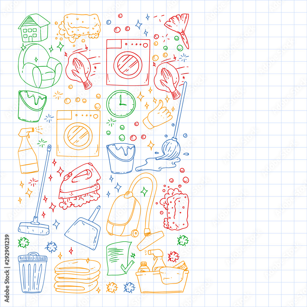 Cleaning services company vector pattern, squared notebook Cleaning services company vector pattern, squared notebook