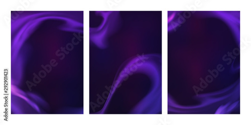 Vector Mystical Purple Backgrounds. Smoke Steam, Cloud Flow, Fluid Frame. Abstract 3d Bg