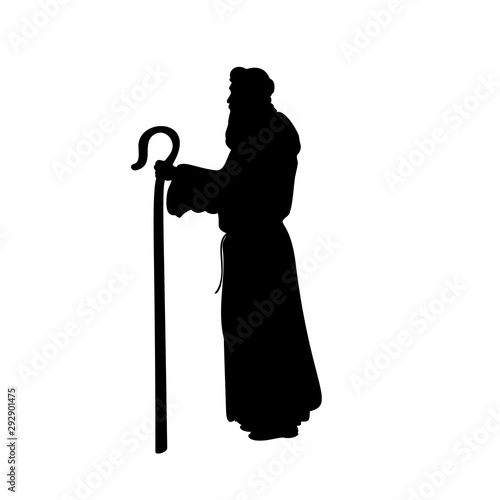 Holiday silhouettes christmas Nativity Shepherd. Vector illustration