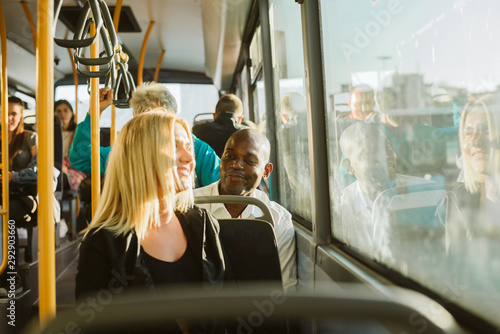 Canvas Print Passengers inside of public transport