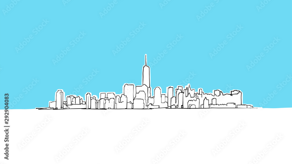 Fototapeta premium New York City Lineart Vector Sketch