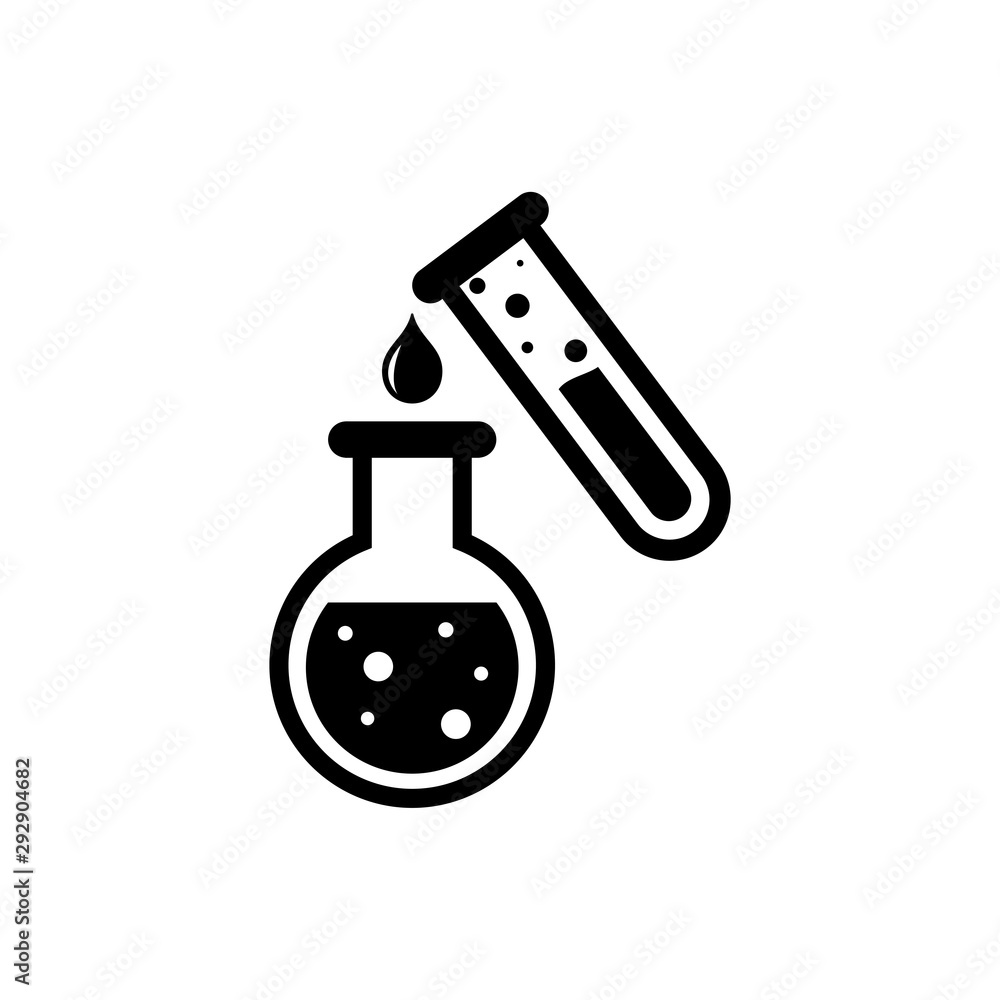 Obraz premium Test tube with drop icon in trendy flat style design. Vector graphic illustration. Suitable for website design, logo, app, and ui. EPS 10.