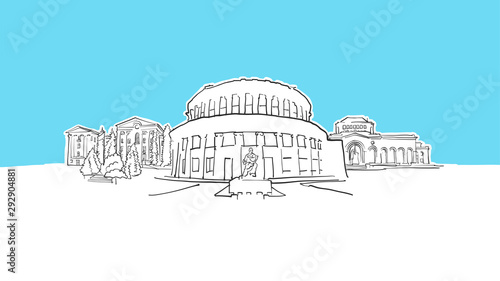 Yerevan Armenia Lineart Vector Sketch