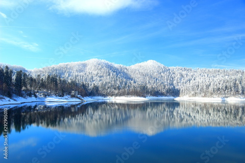 Winter landscape on the lake