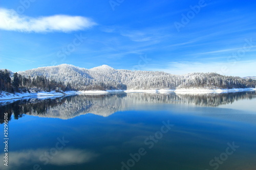 Winter landscape on the lake