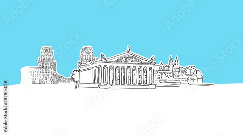 Minsk Belarus Lineart Vector Sketch