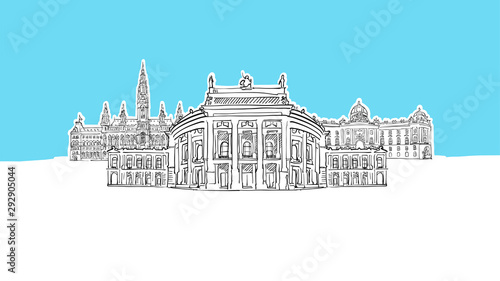 Vienna Austria Lineart Vector Sketch