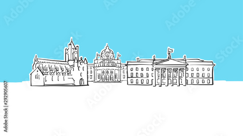 Dublin Ireland Lineart Vector Sketch