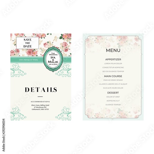 Ornament Flower Wedding Invitation Template