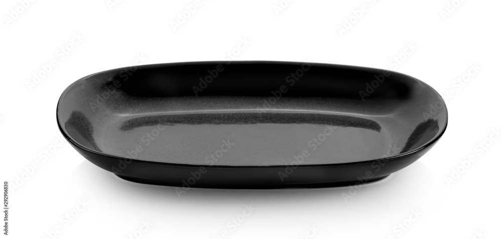 black plate isolated on white background black plate isolated on white background