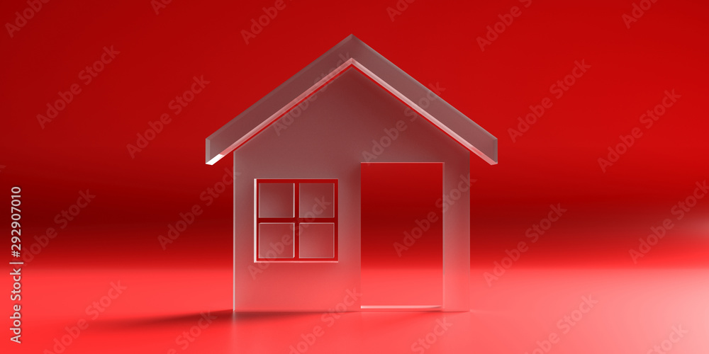 House small with roof on red background. 3d illustration House small with roof on red background. 3d illustration