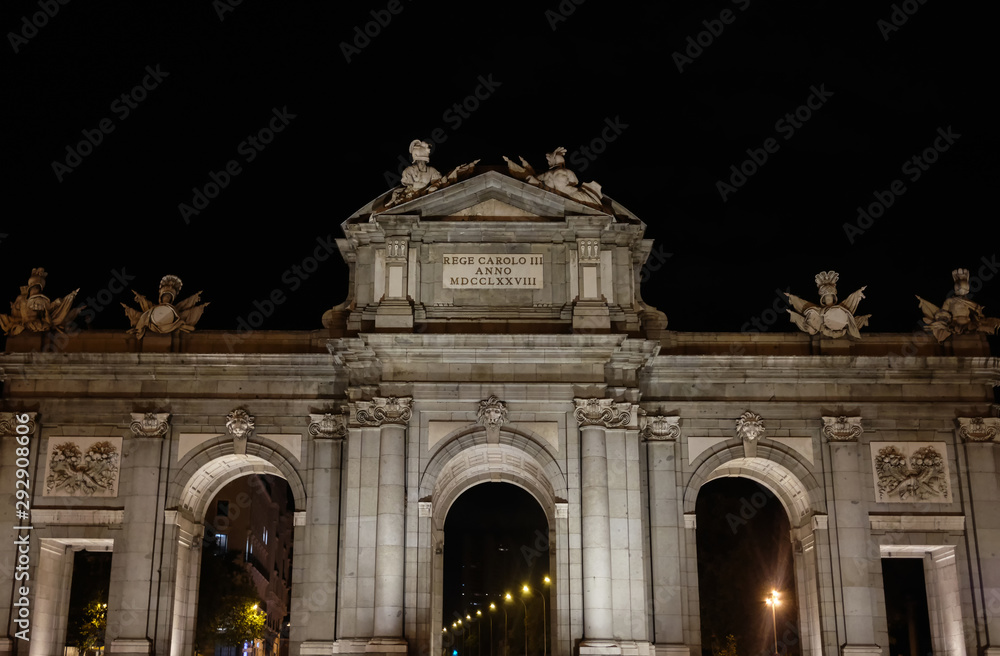 Puerta de Alcala gate in the Independence Square in Madrid - SPAIN.