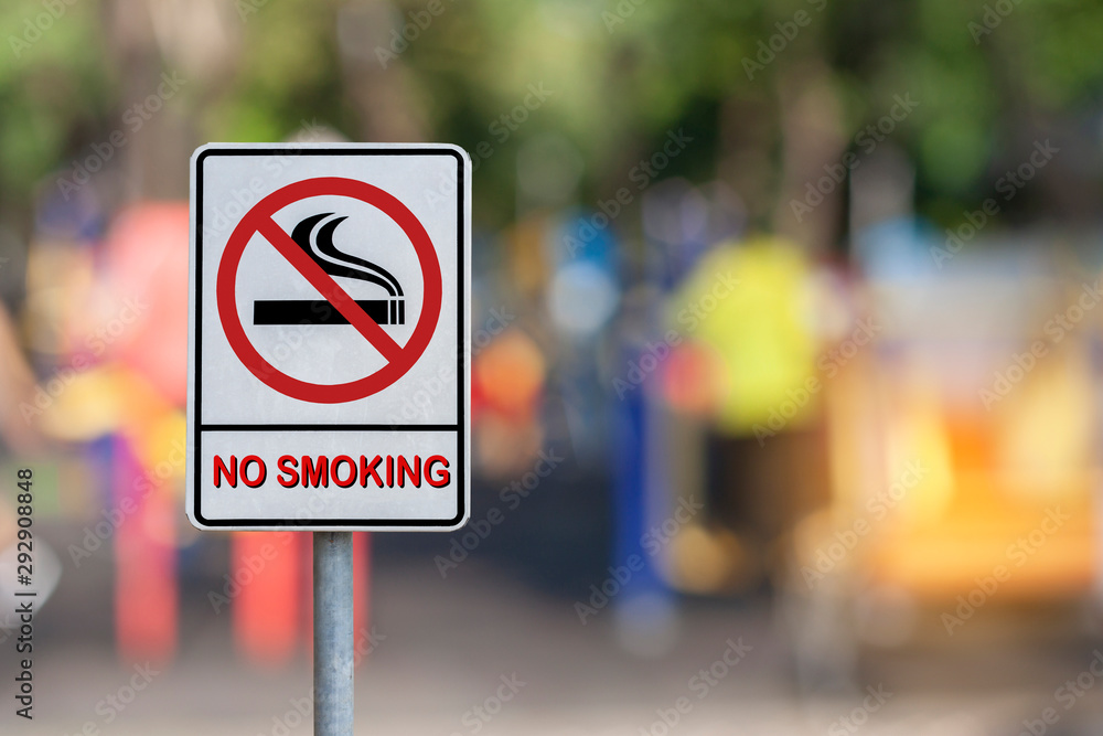 No smoking in the forest park. Health and environmental concept. No smoking in the forest park. Health and environmental concept.