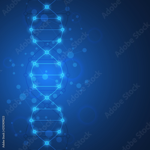 DNA strand background and genetic engineering or laboratory research. Medical technology and science concept. © berCheck