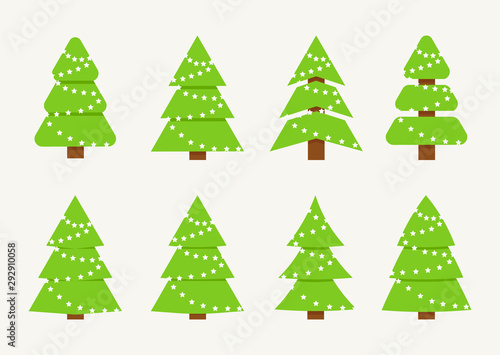 Winter collection of Christmas trees. © SERHII