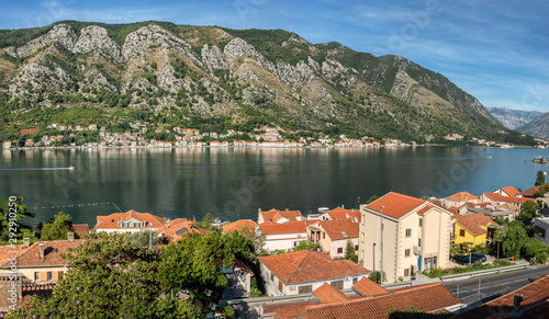 Looking across Kotor Bay from the Dobrotain Kotor Montenegro