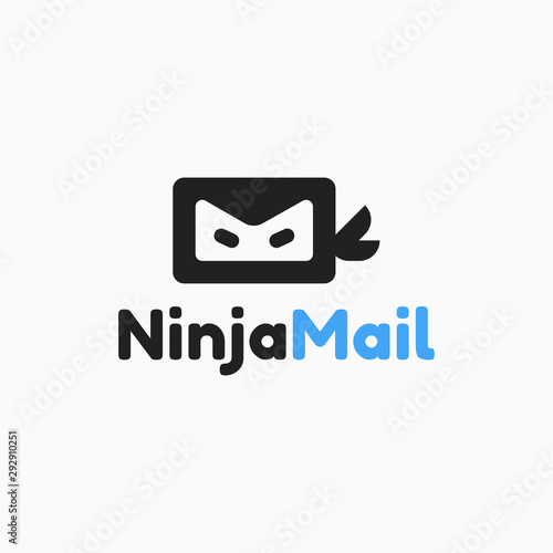 Ninja mail logo template vector icon. Email,message,envelope with ninja face illustration. EPS 10.