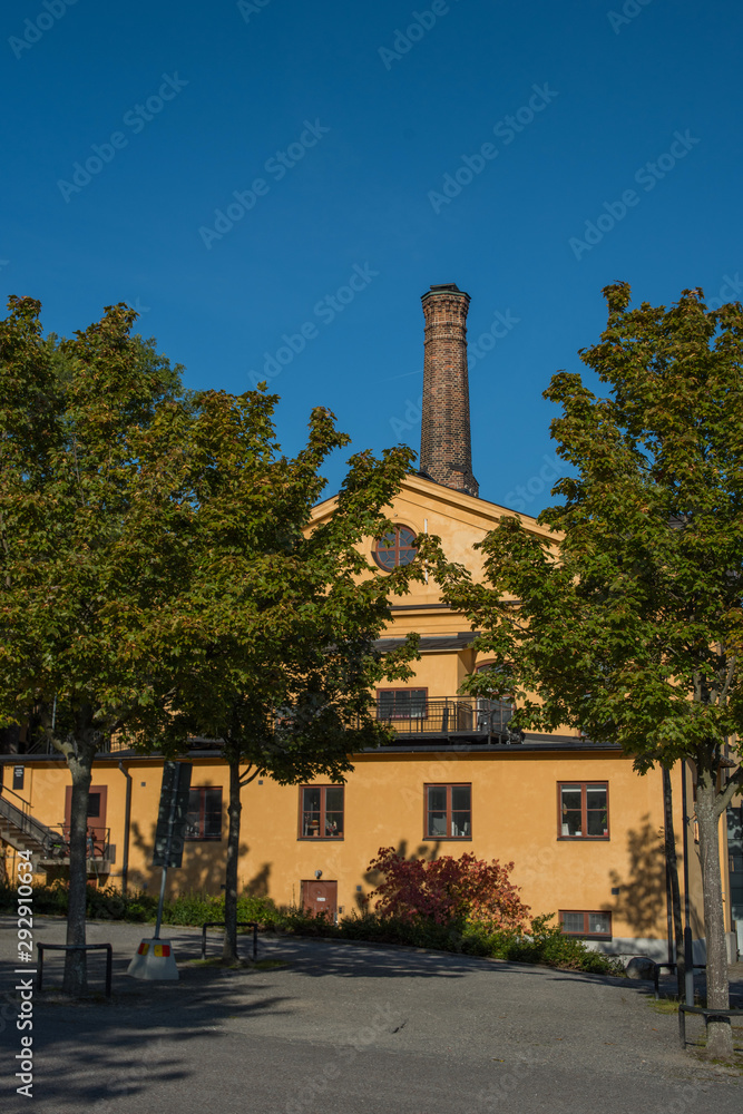 Buildings in Stockholm inner harbour an autumn