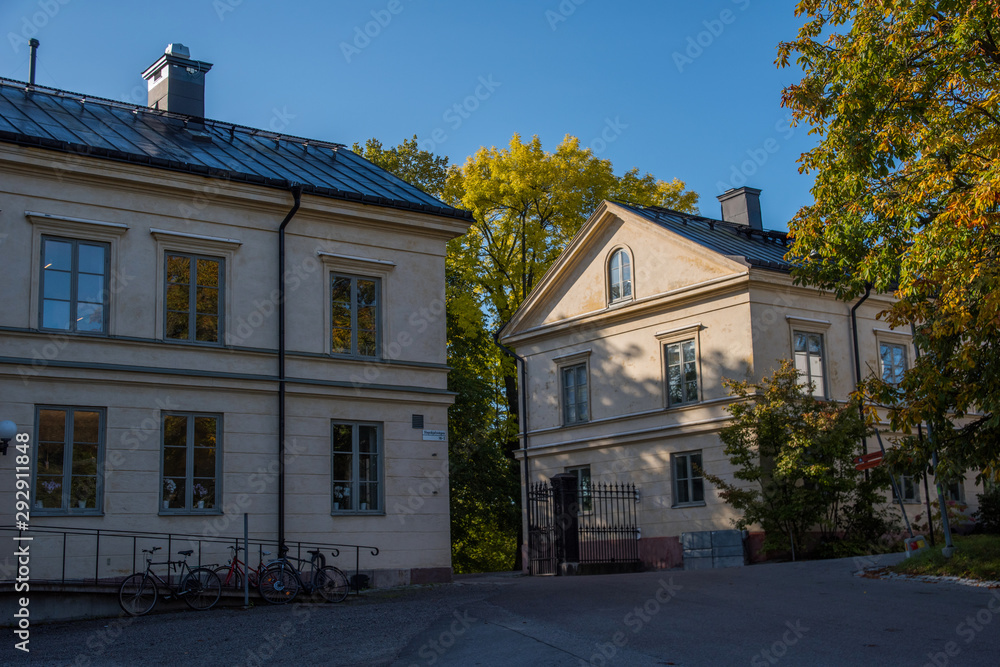 Buildings in Stockholm inner harbour an autumn