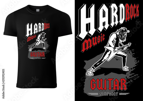 Black T-shirt with Hard Roc...