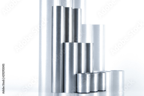 Metal cylinders in a row.